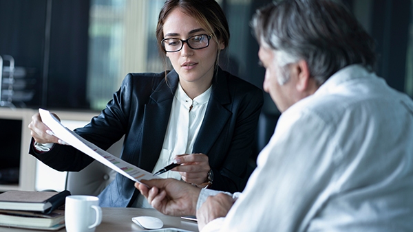Female financial advisor giving advice