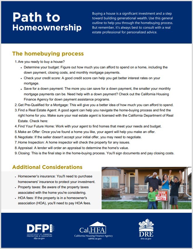 Image to promote the DFPI's Path to Homeownership onesheet