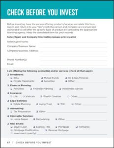 Check Before You Invest checklist