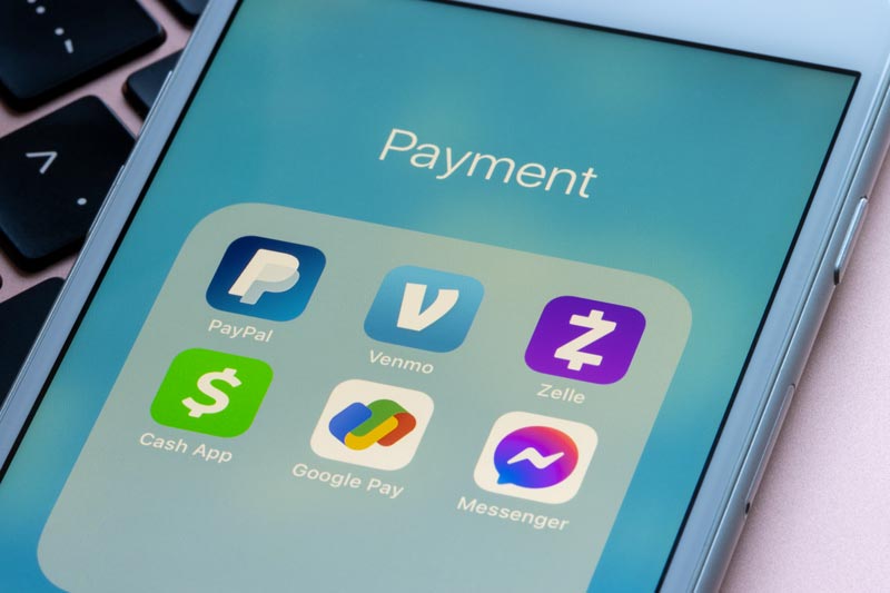 payment app icons on a mobile phone screen